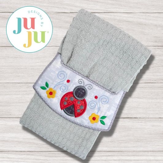 ITH Ladybug Wrap Around Towel Topper | Machine Embroidery Designs by JuJu