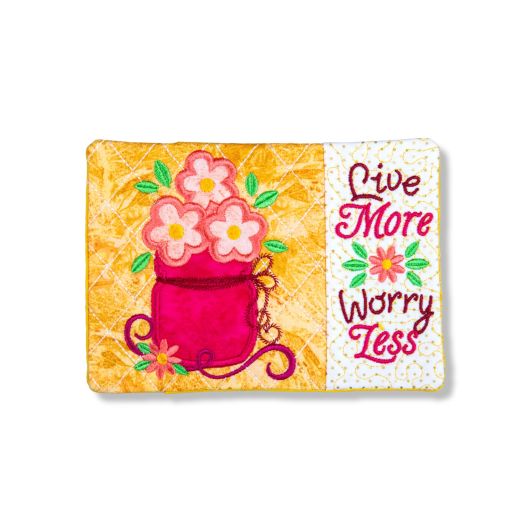 ITH Live More Mug Rug | Machine Embroidery Designs by JuJu