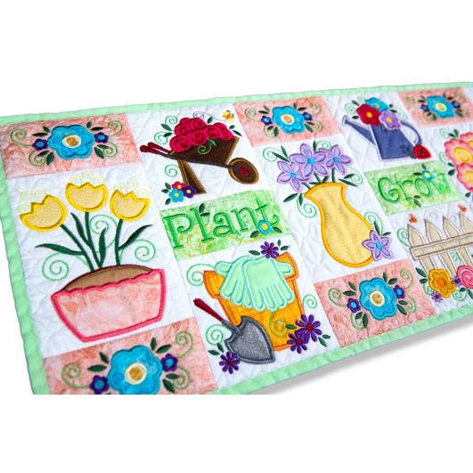 ITH Spring Garden Table Runner | Machine Embroidery Designs by JuJu