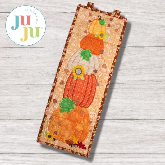 ITH Stacked Pumpkins Wall Hanging | Machine Embroidery Designs by JuJu