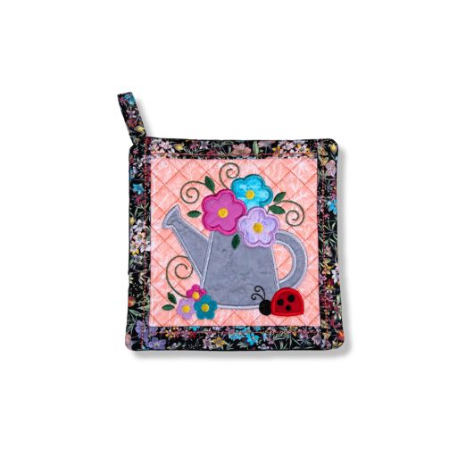 ITH Watering Can Pot Holder | Machine Embroidery Designs by JuJu