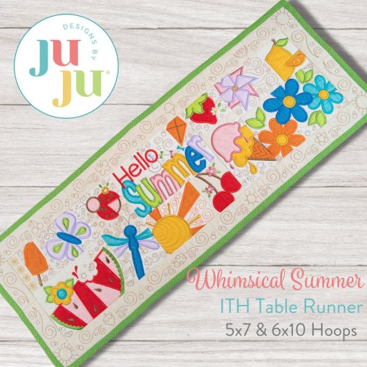 ITH Whimsical Summer Table Runner | Machine Embroidery Designs by JuJu