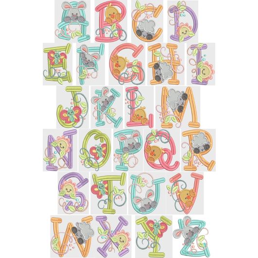It's Spring Alphabet | Machine Embroidery Designs by JuJu
