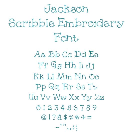 Jackson Scribble Embroidery Font | Machine Embroidery Designs by JuJu