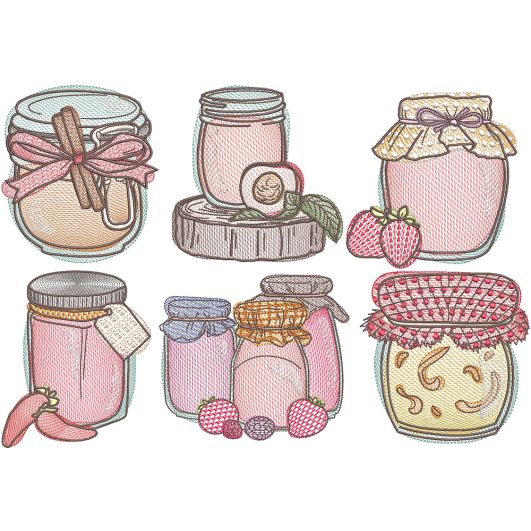 Jam Jars Sketch | Machine Embroidery Designs by JuJu