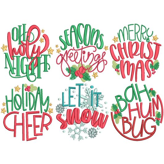 Jolly Christmas Word Art 2 Digital Embroidery Machine Designs by JuJu