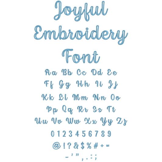 Joyful Script Embroidery Font | Machine Embroidery Designs by JuJu