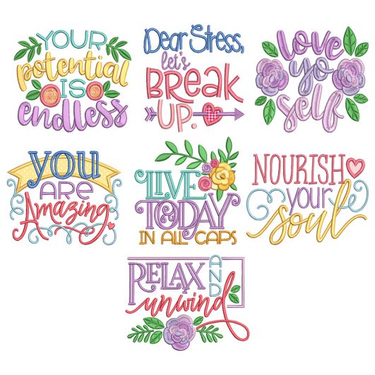 Just Relax Word Art 2 Machine Embroidery Designs by JuJu
