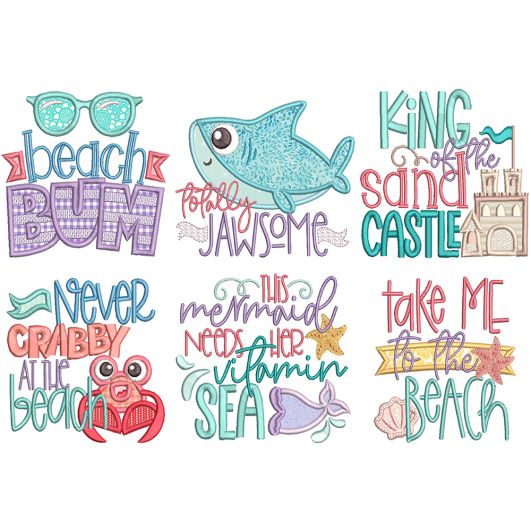 Kid Beach Word Art | Machine Embroidery Designs by JuJu