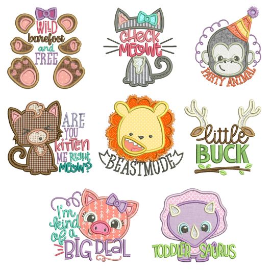 Kids Animal Word Art Machine Embroidery Designs By JuJu
