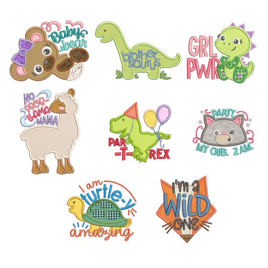 Kids Animal Word Art 3 Machine Embroidery Designs By JuJu
