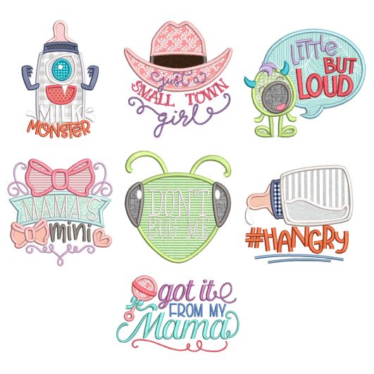 Kids Word Art 2 Applique Machine Embroidery Designs by JuJu 

