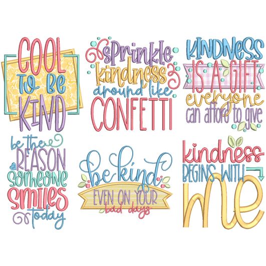 Kindness Word Art Machine Embroidery Designs by JuJu
