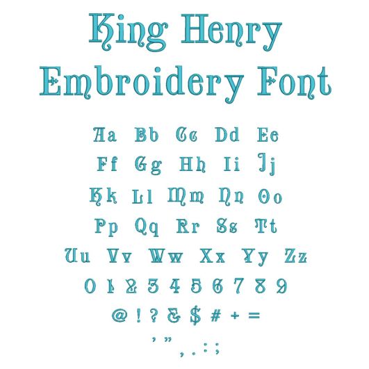                                King Henry Embroidery Font Machine Embroidery Designs by JuJu 
                            