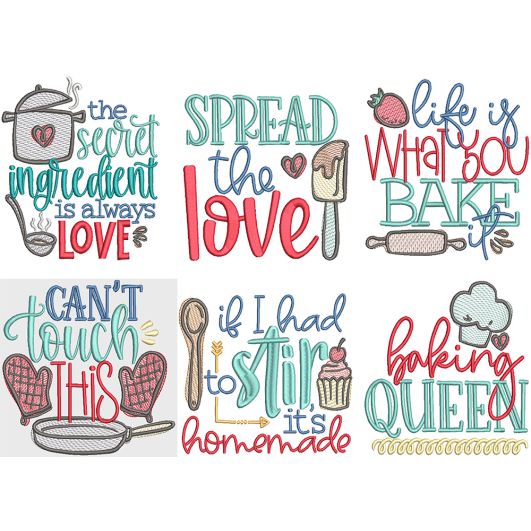 Kitchen Word Art 2 | Machine Embroidery Designs by JuJu