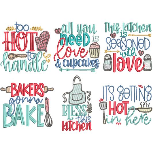 Kitchen Word Art 3 | Machine Embroidery Designs by JuJu