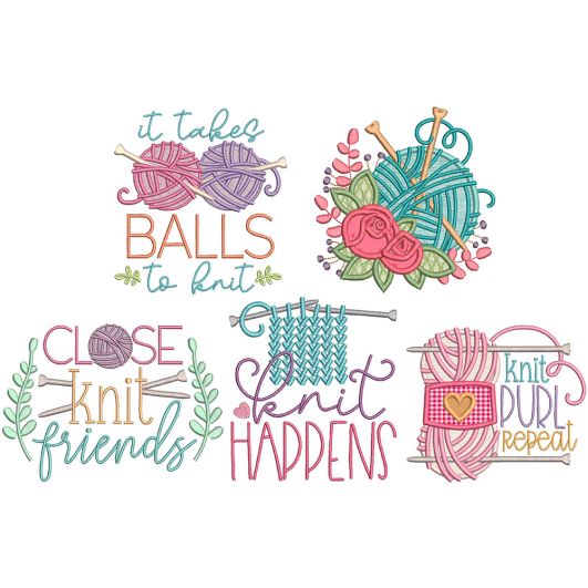 Knitting Word Art 1 | Machine Embroidery Designs by JuJu