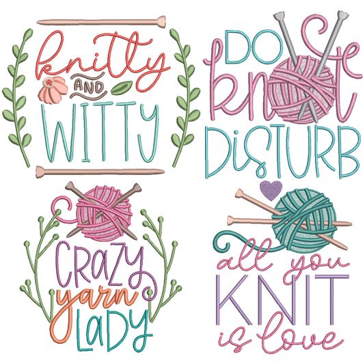 Knitting Word Art 2 | Machine Embroidery Designs by JuJu