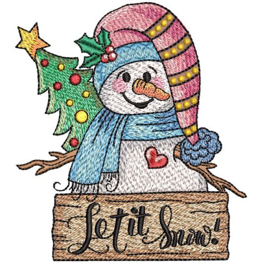 Let Is Snow Whimsy Snowman | Machine Embroidery Designs by JuJu