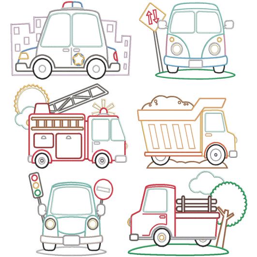 Lets Go Vehicles | Machine Embroidery Designs by JuJu