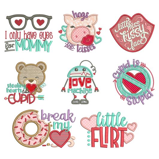 Lil Love Applique Machine Embroidery Designs By JuJu
