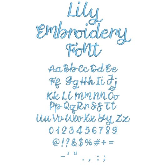 Lily Font Digital Embroidery Machine Designs by JuJu