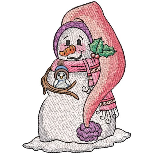 Little Bird Whimsy Snowman | Machine Embroidery Designs by JuJu
