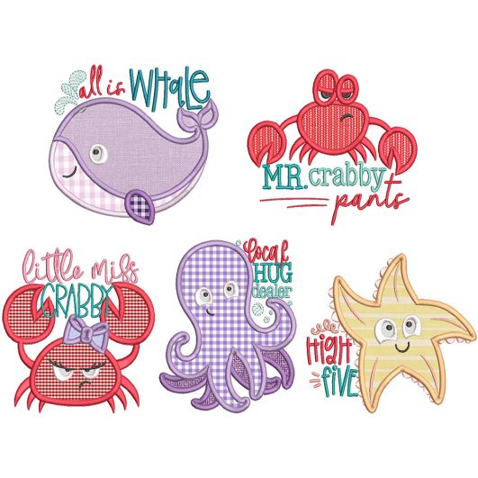 Little Bit Crabby 2 | Machine Embroidery Designs by JuJu