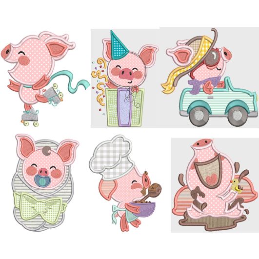 Little Piggies Machine Embroidery Designs by JuJu