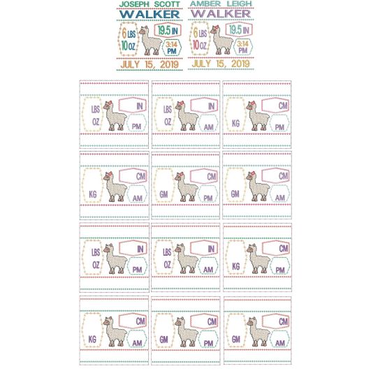 Llama Birth Announcement Template | Machine Embroidery Designs by JuJu