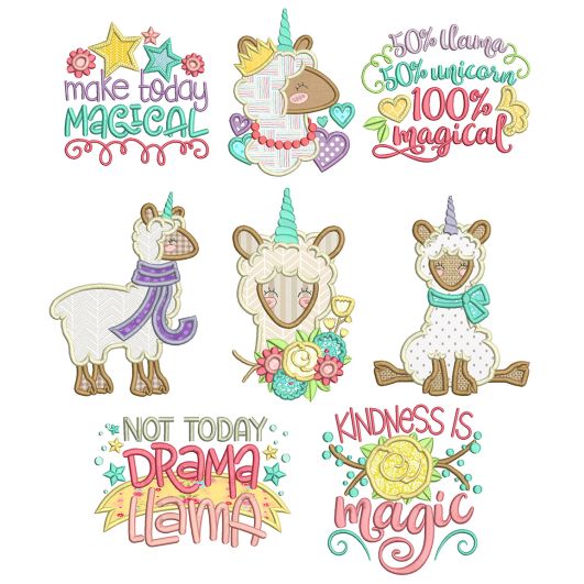 Llamacorns Machine Embroidery Designs By JuJu
