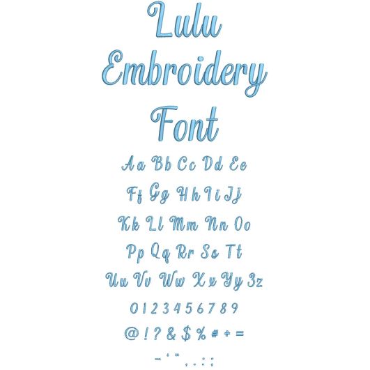 Lulu Embroidery Font | Machine Embroidery Designs by JuJu