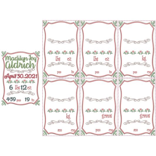 Madilyn Birth Announcement Template Machine Embroidery Designs by JuJu