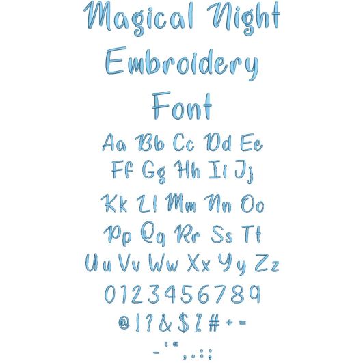 Magical Night Embroidery Font | Machine Embroidery Designs by JuJu