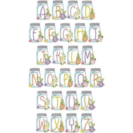 Mason Jar Alphabet | Machine Embroidery Designs by JuJu