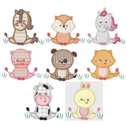 Meditation Animals 2 Applique Machine Embroidery Designs by JuJu 