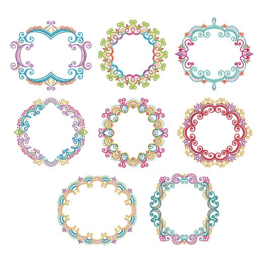 Mehndi Monogram Frames Set 1 Machine Embroidery Designs By JuJu