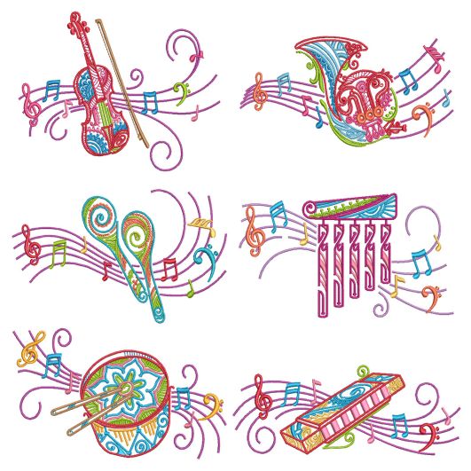 Mehndi Music 1 Machine Embroidery Designs By JuJu