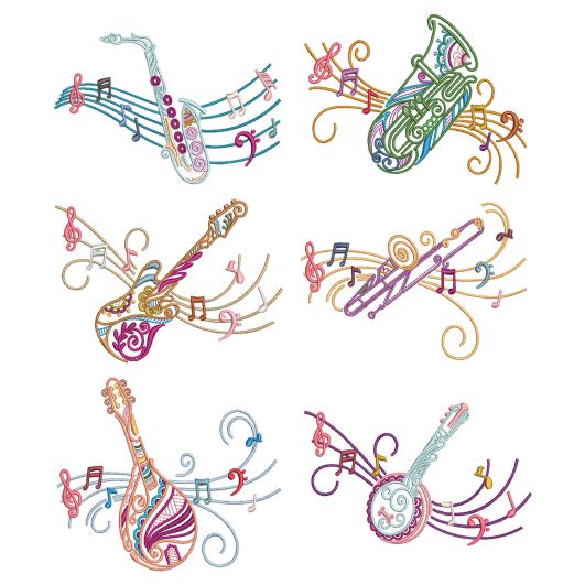 Mehndi Music 4 Machine Embroidery Designs by JuJu
