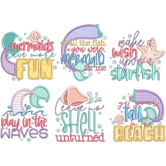 Mermaid Word Art | Machine Embroidery Designs by JuJu