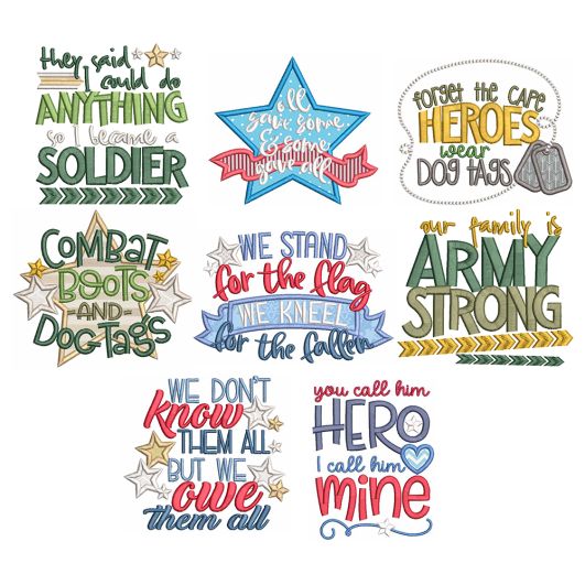 Military Word Art Machine Embroidery Designs By JuJu
