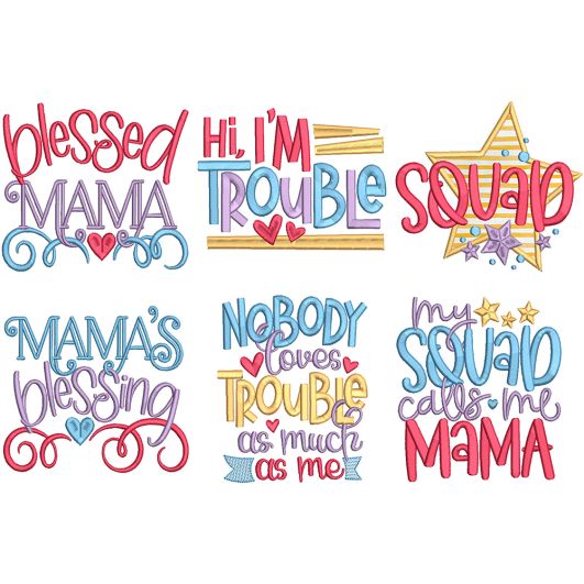 Mom and Me Word Art 1 | Machine Embroidery Designs by JuJu