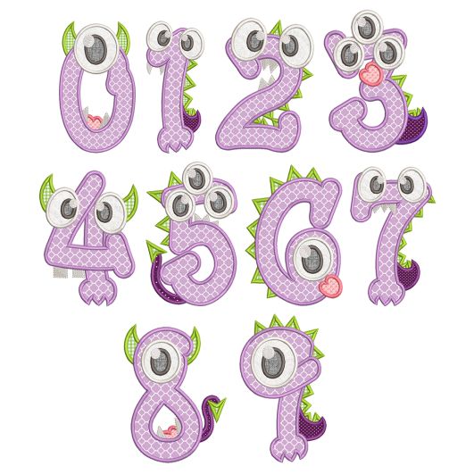 Monster Baby Numbers Applique Machine Embroidery Designs By JuJu