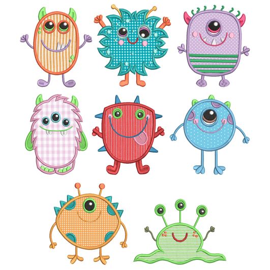 Monster Mash Applique Machine Embroidery Designs by JuJu 