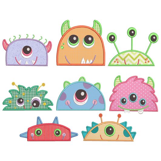 Monster Peekers Machine Embroidery Designs by JuJu