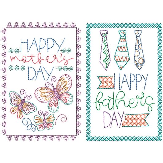 Mother's Father's Day Greeting Cards | Machine Embroidery Designs by JuJu