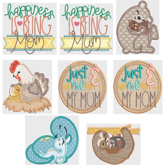 Mother's Love Applique Digital Embroidery Designs by JuJu