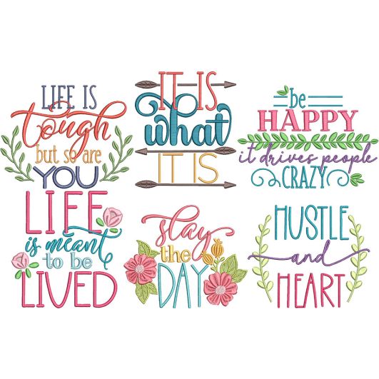 Motivational Word Art 2 | Machine Embroidery Designs by JuJu