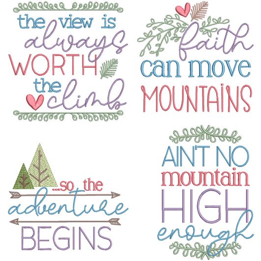 Mountain Life Word Art 1 | Machine Embroidery Designs by JuJu