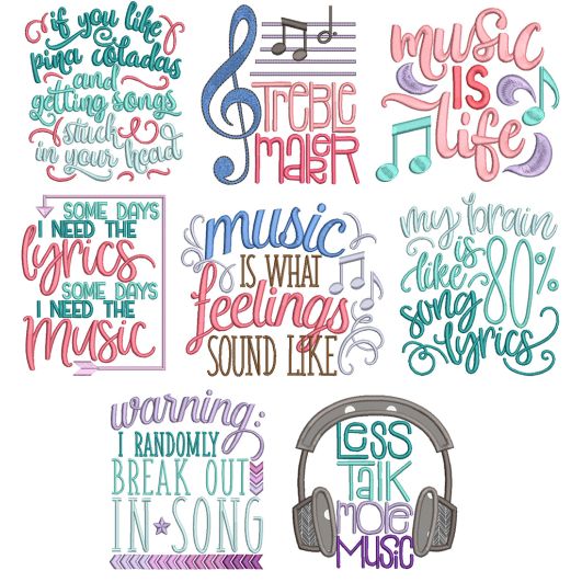 Music Word Art Machine Embroidery Designs By JuJu

